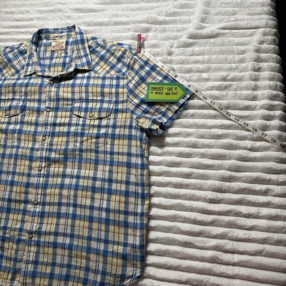 VTG Lucky Brand Genuine Western Snap Up Shirt Men's Size XXL SS Blue Plaid - Picture 13 of 14